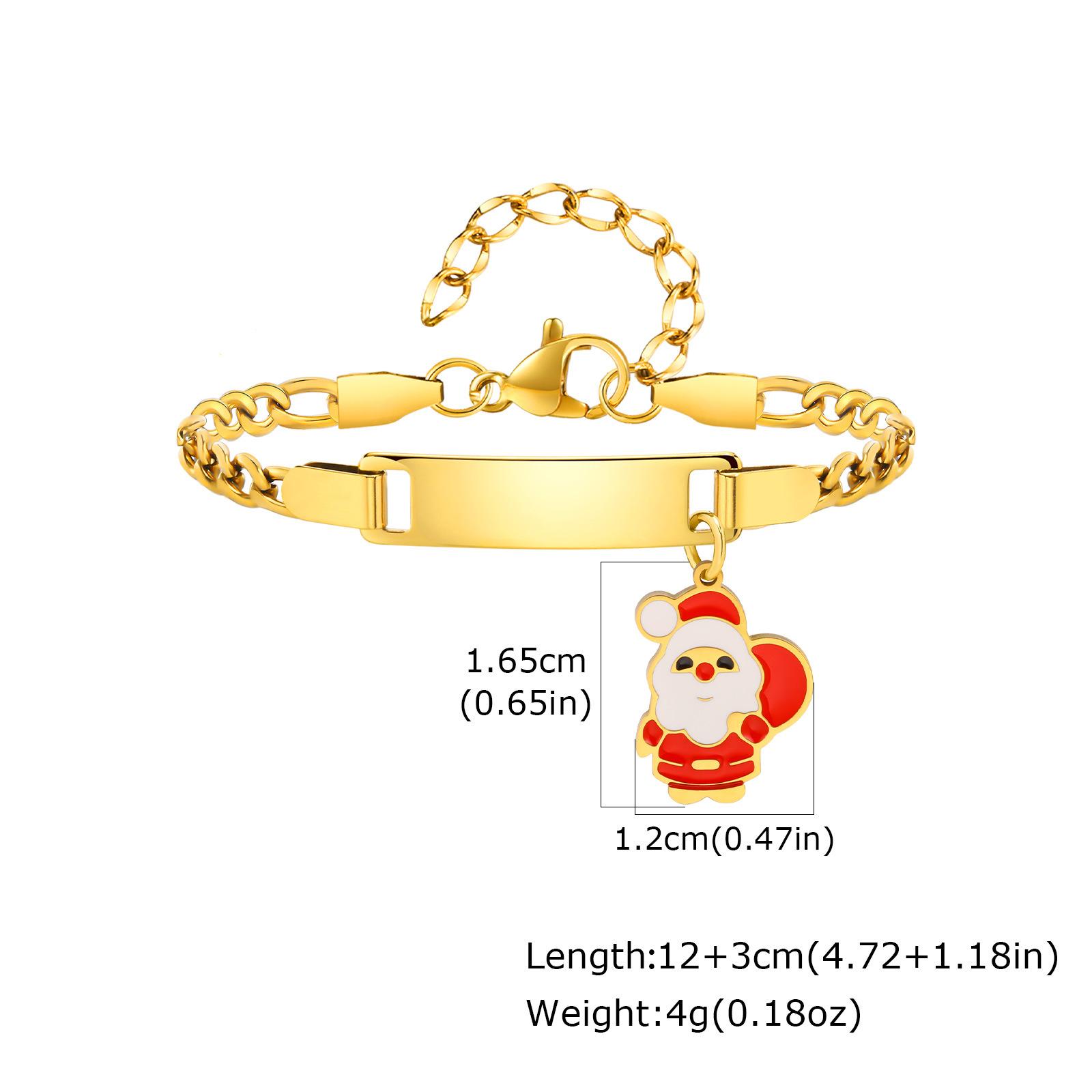 

Children S Christmas Gift, Stainless Steel Curved Sign Dripping Oil Santa Adjustable Children S Bracelet