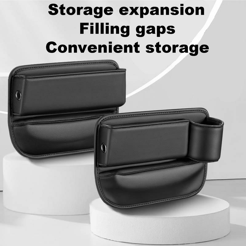 Leather Car Seat Crevice Storage Box Interior Seat Side Organizer Auto Seat Crevice Storage Filler Organizer Pocket