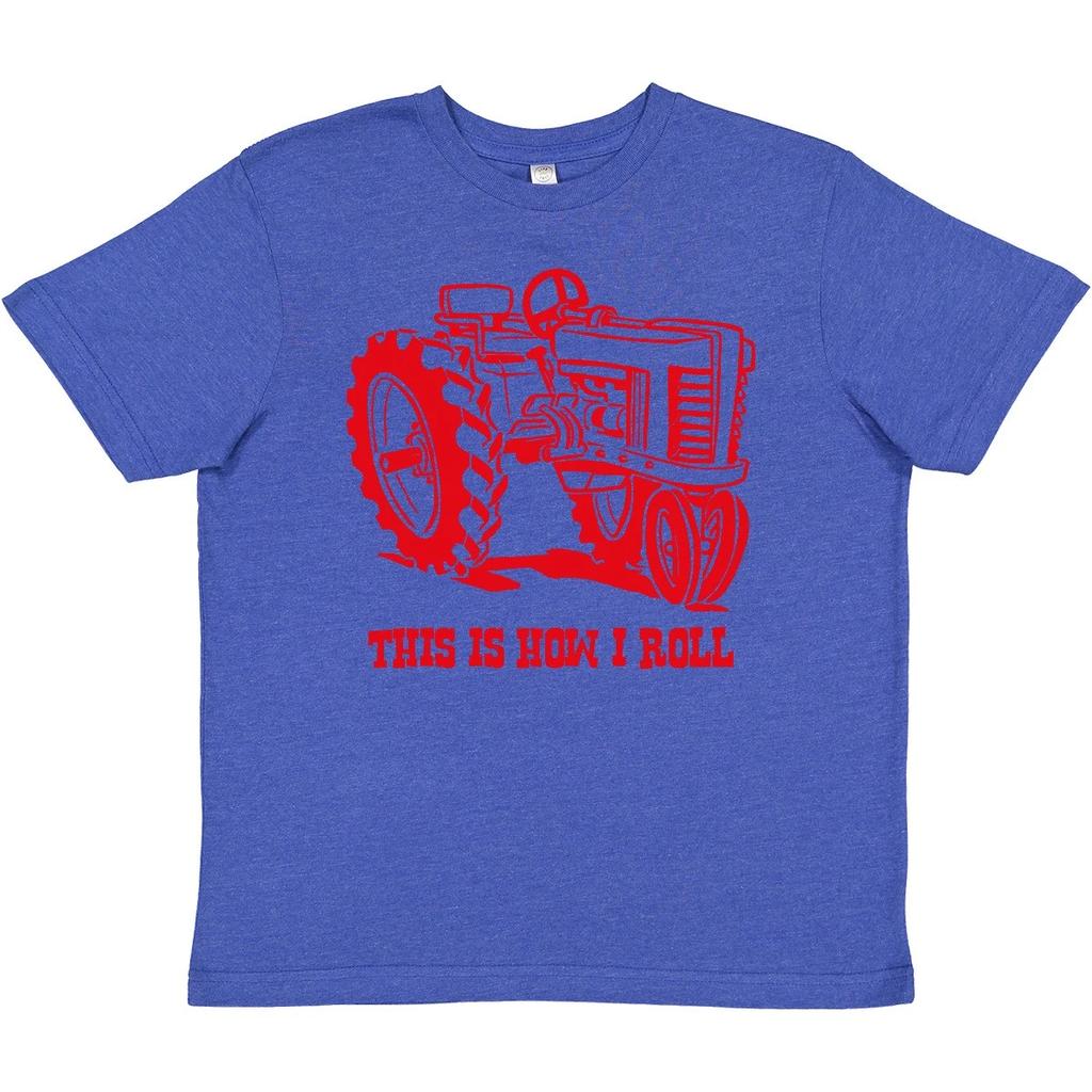Inktastic This Is How I Roll Tractor RED Youth T-Shirt Antique Retro Farmer Idea