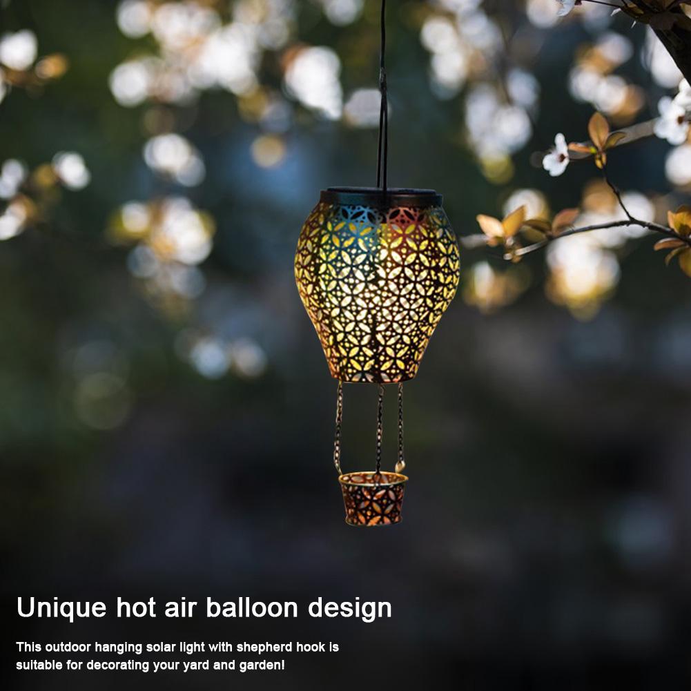 Solarbetriebene dekorative Nachtlampe IP55 Wasserdicht Hängende Heißluftballonlampe 600mAh für Innen Außen Garten Hof