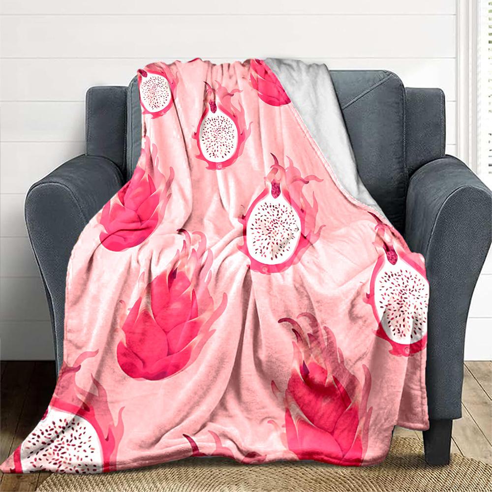 1pc Dragon Fruit Pattern Print Blanket   Lightweight Flannel Throw Blanket For Sofa, Bed, Living Room, Office, Outdoor Travel, Camping