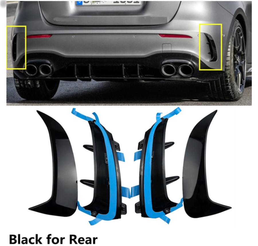 Black Rear Bumper Side Canards For 19-22 Benz W177 A160 - A250 A35 AMG Hatchback