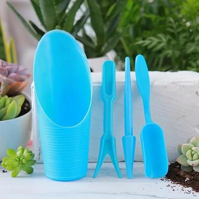 4 adet/takım, Plastik Dayanıklı Kova Kürek Saksı Yetiştirme Silindiri Et Bitkisi Toprak Küreği Bahçe Aletleri Mini Bahçe Dikim Aracı