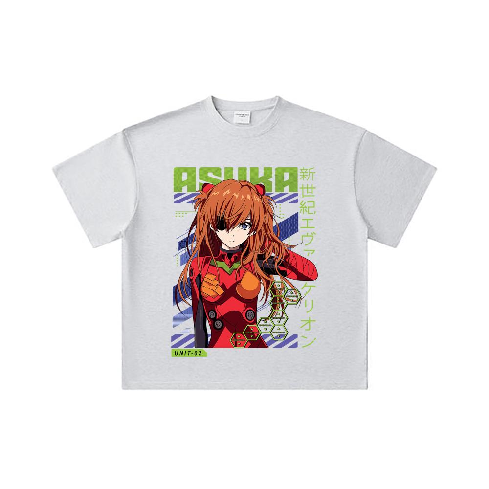 260 GSM Double Yarn 32 Count 100% Cotton Evangelion V3 Asuka Print Unisex Heavy Cotton T Shirt