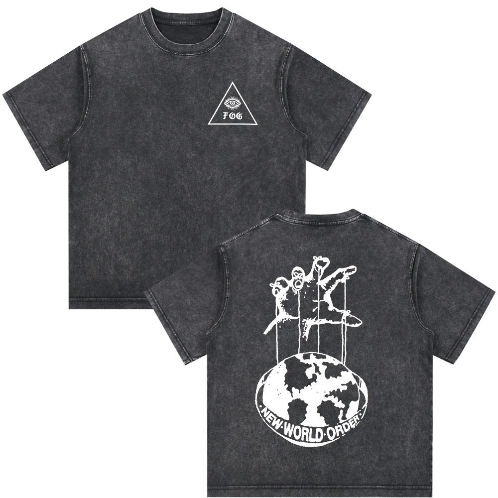Forward Observations Group Skeleton Skull Vintage Washed Tshirt Men Clothing Fashion Gothic Oversized Casual T Shirt Streetwear