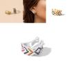Elegant European American Style Alloy Ear Clips With Colorful Rhinestones