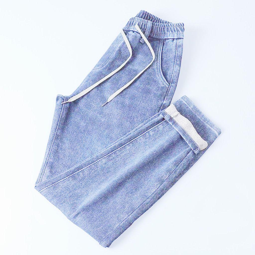 Summer Thin Stretch Elastic Men's Jeans with Drawstring Loose Casual Pants Versatile