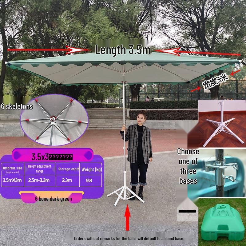 Large Outdoor Rectangular Sunshade Umbrella - Commercial Folding Awning for Courtyard