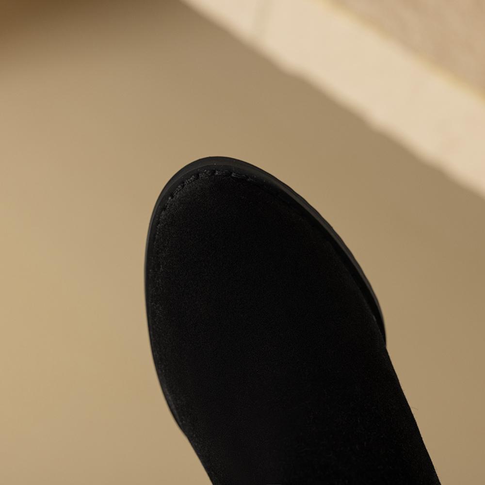 Red Black Women Knee High Boots High Square Heel Big Size 47