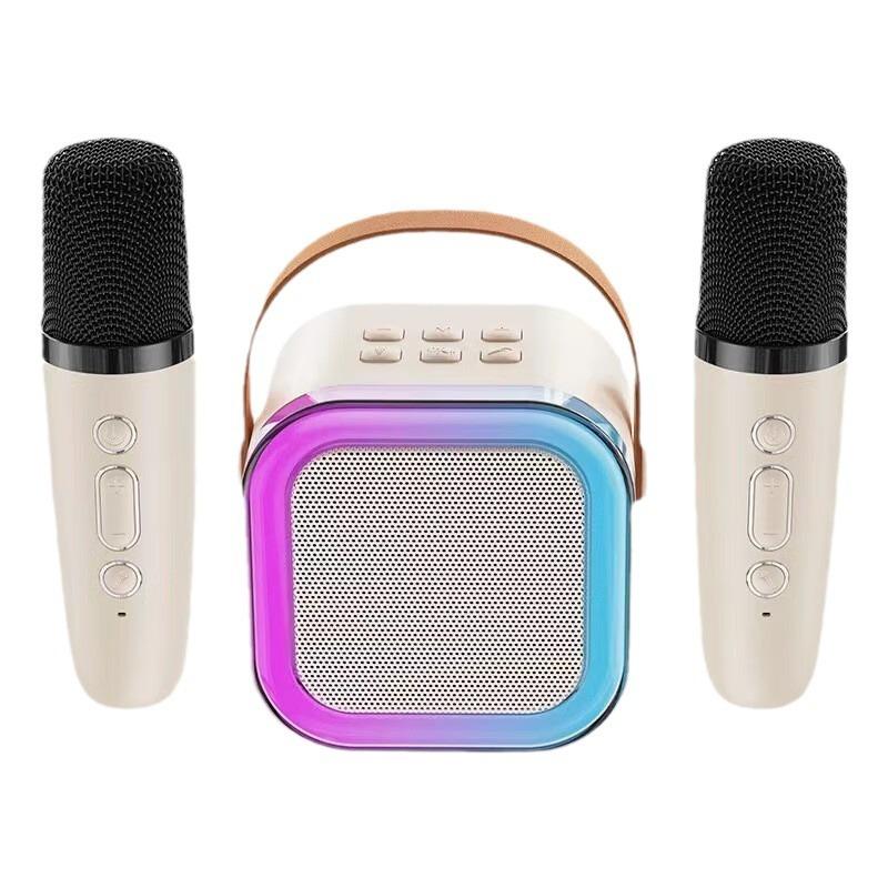 K12 Bluetooth Audio Karaoke Machine Subwoofer Φορητό σύστημα ενίσχυσης Bluetooth με 2 ασύρματα μικρόφωνα Home Recording Player