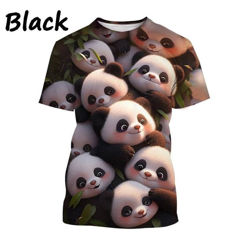 Letní tričko s kulatým výstřihem, 3D kresleným zvířetem panda, potisk, módní, ležérní, s krátkým rukávem, pánské a dámské unisex tričko