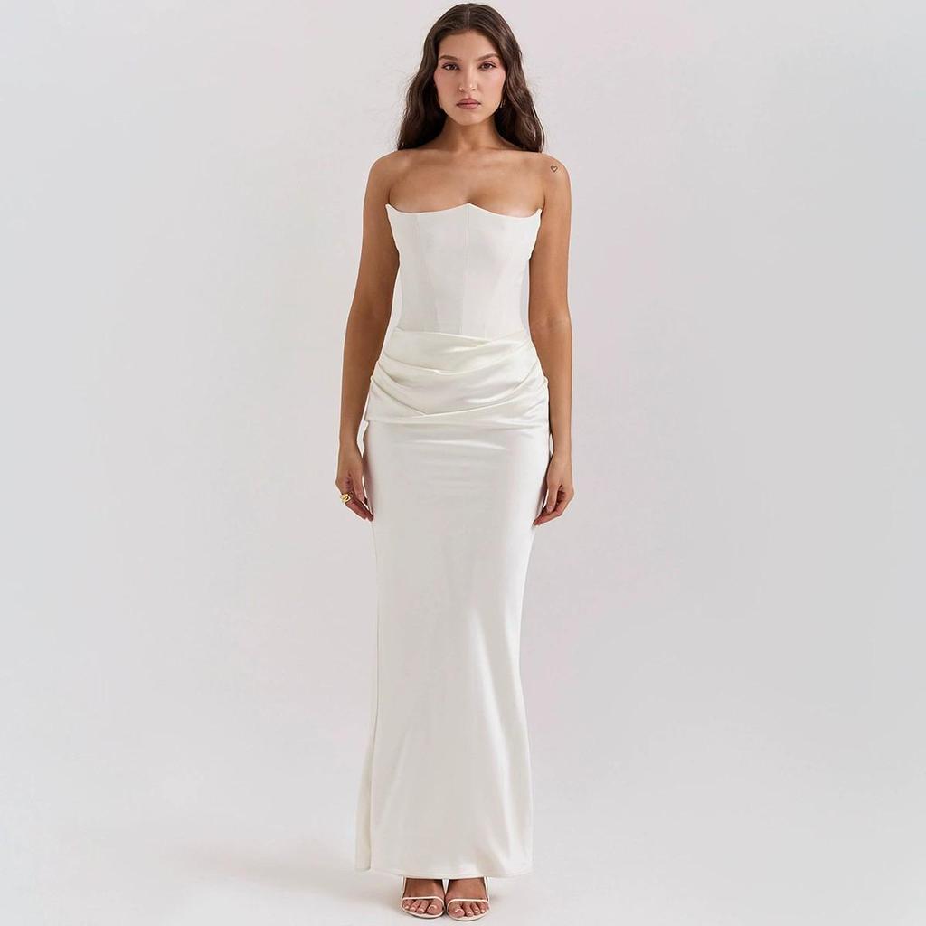 2026 European & American Strapless Sexy Backless Bodycon Evening Gown for Women