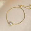 Yupsk Classic Simple Round Cubic Zirconia Charm Adjustable Bracelet Shiny Crystal Engagement Wedding Jewelry
