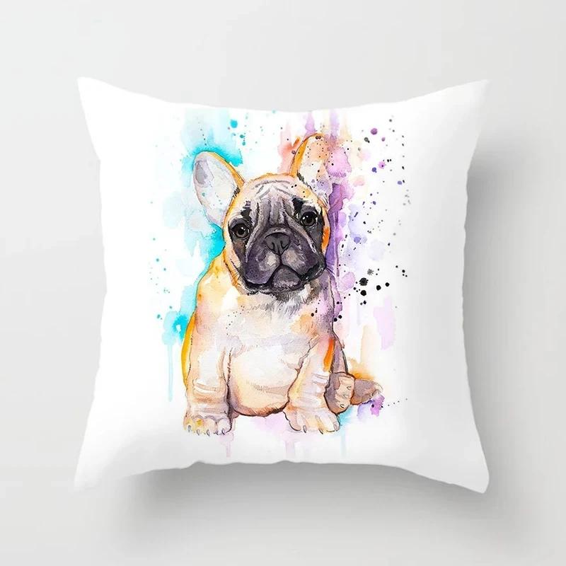 French Bulldog Cushion Cover Sofa Dogs Pillow Cover for Home Decoration Sofa Chair Cars Decorative Pillows Pillowcase X