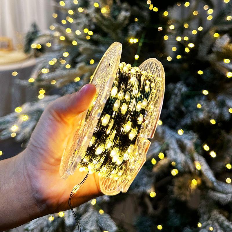 Outdoor Waterproof LED Star Christmas Fairy Lights - Copper Wire, Dark Green