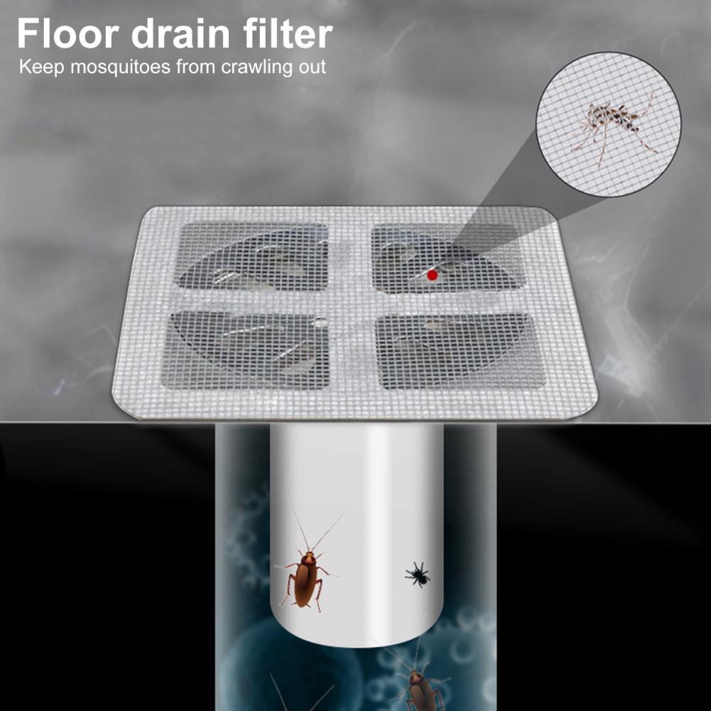 Adhesive Drain Cover Disposable Hair Stickers Fine Grid Filter Mesh for Shower Sink Bathtubs Smooth Drainage