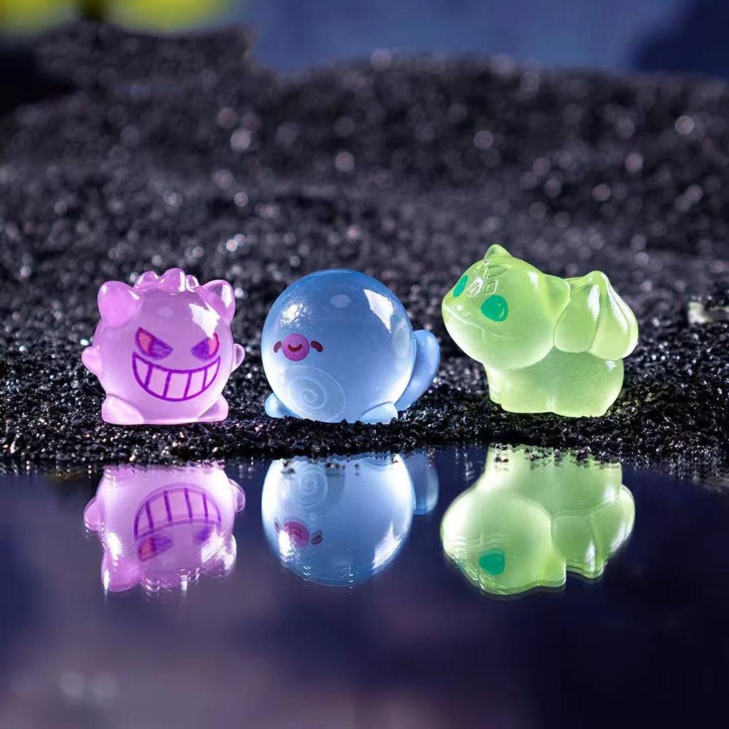 6Pcs/Set Pokemon Pikachu Anime Figures Cute Gengar Bulbasaur Luminous Toys For Children Kawaii Ornament Collection Charm Gift