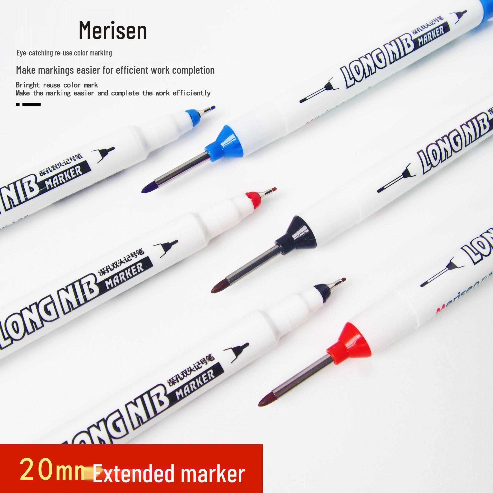 Dual-Tip Fine Marker Pen: Oil-Based, Quick-Dry, Fade-Resistant, Waterproof, Ideal for Woodworking & Plumbing. синий