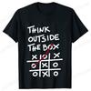 Retro Men's T-Shirt Think Outside The Box Print Short Sleeve T-Shirt Summer Casual Tees Top Loose Oversized T-Shirt for Men