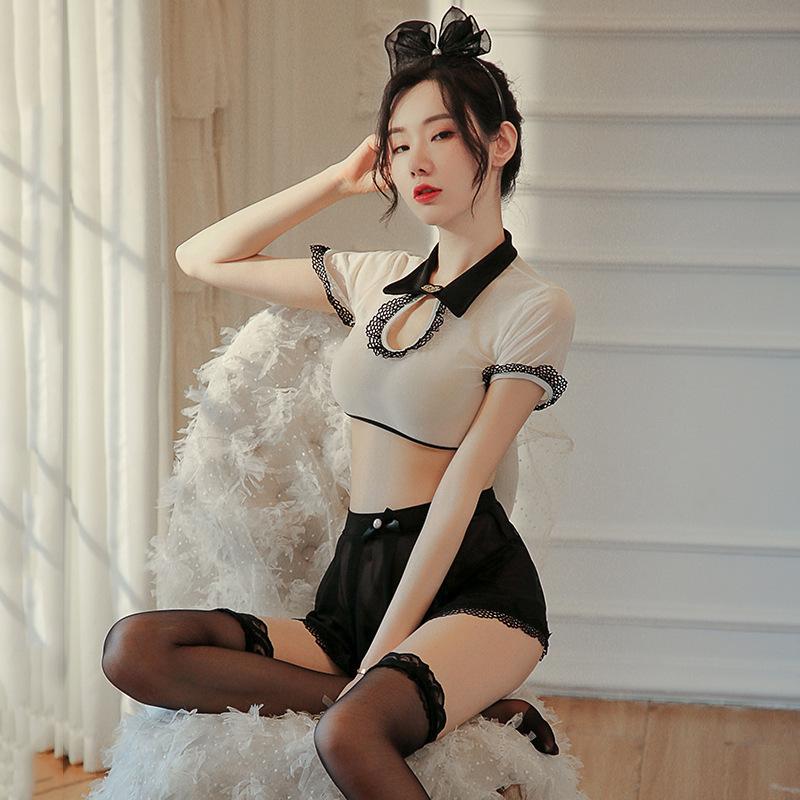 Sexy lingerie sexy perspective lace skirt uniform suit seduction female cosplay European and American plus size
