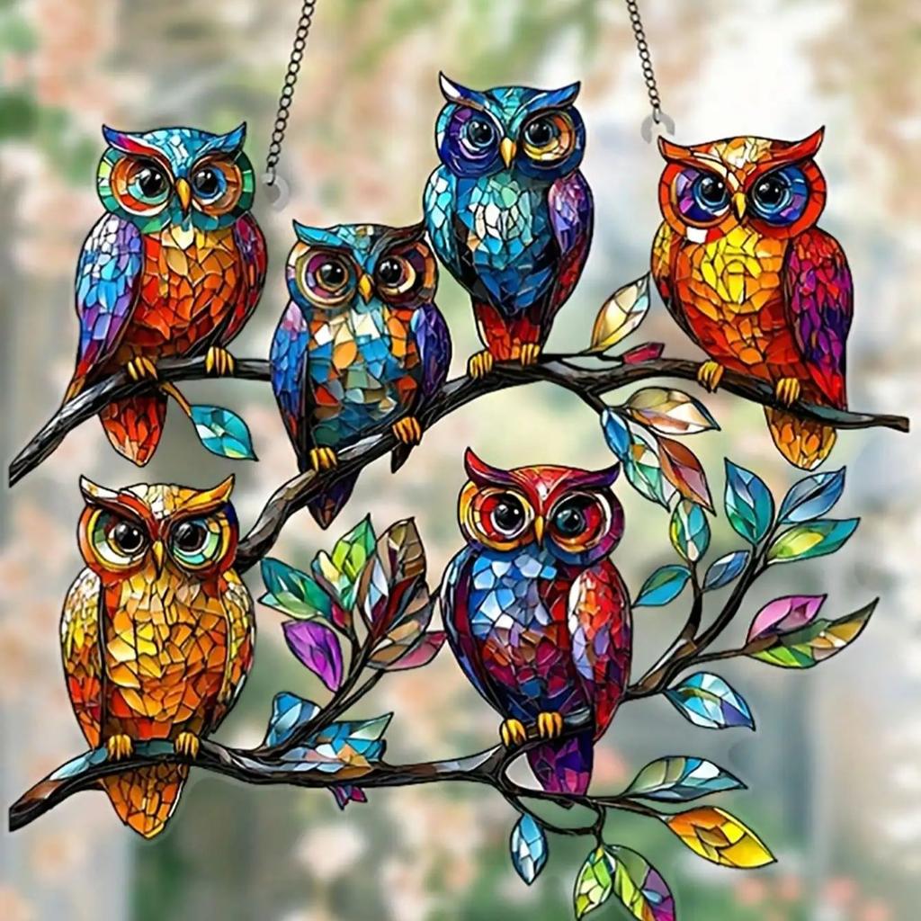 1pcs colorful owl pendant, suitable for home, living room, and bedroom decoration. It is a perfect gift for animal lovers,