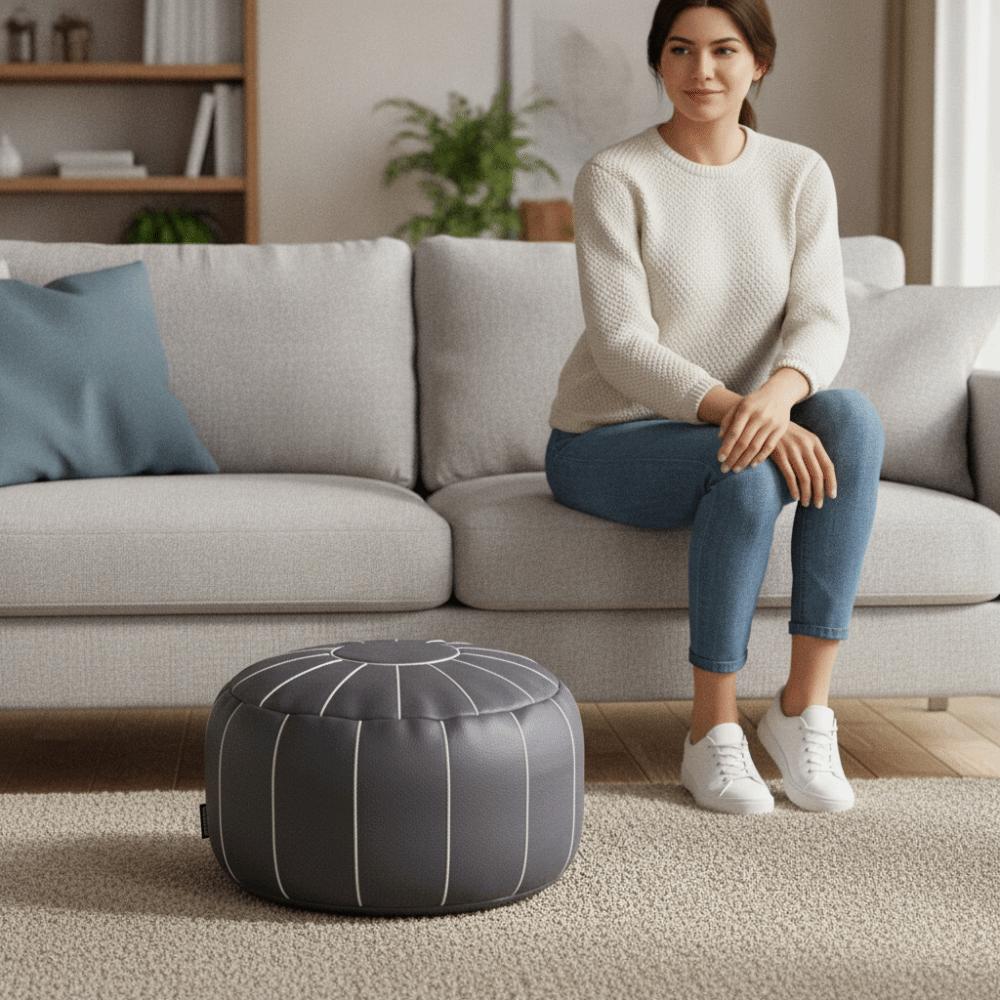 Kürbisförmiger Hocker Sitzsack Ungefüllter Pouf Kissenbezug Fußstütze