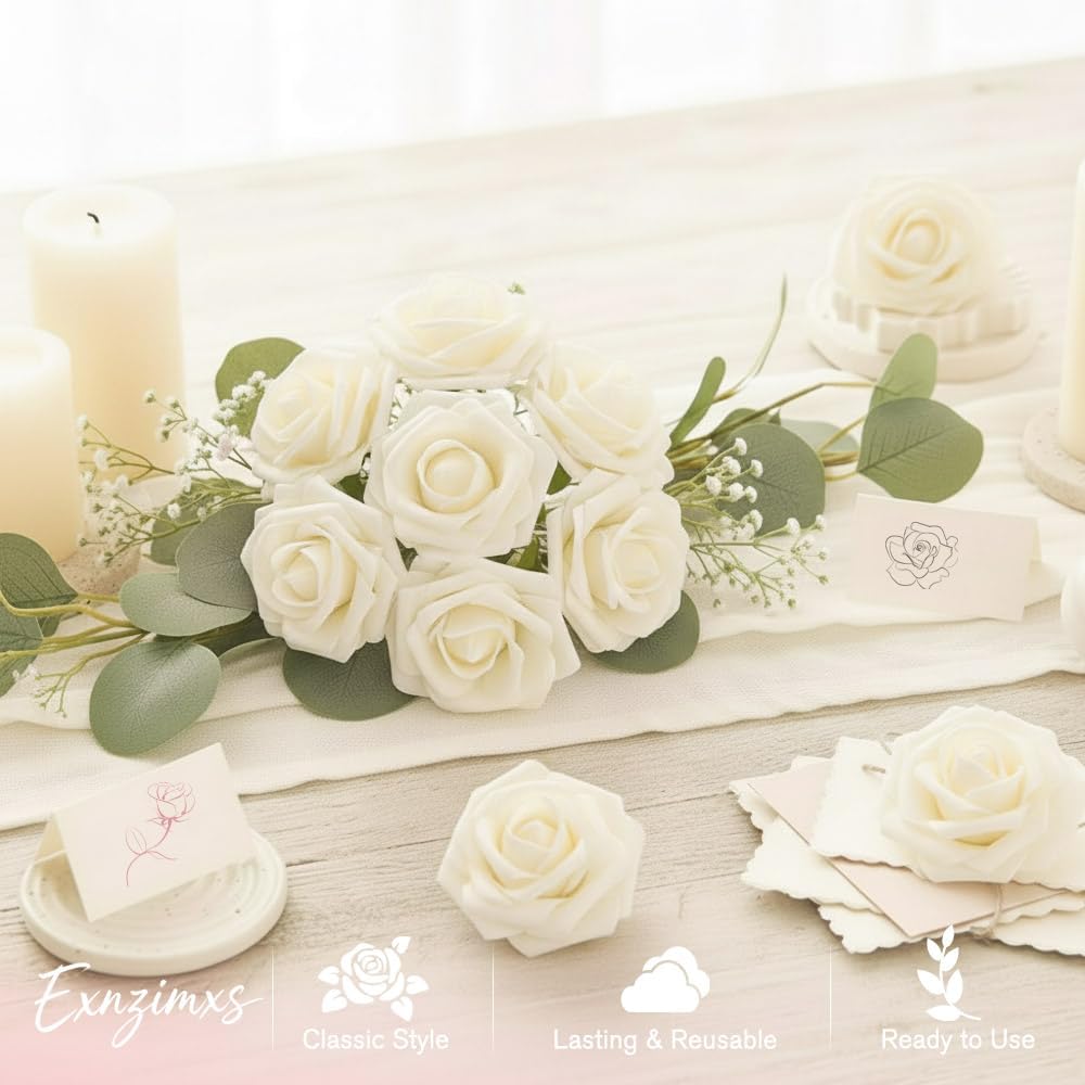 10Pcs/Bunch Artificial Roses,Realistic Rose Bouquet with Long Stems for Valentine's Day Wedding Decor,Home Decorative Flowers