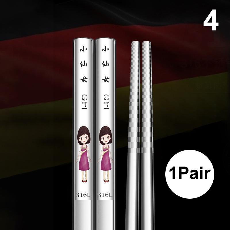 HOT Japanese Anti-Slip Chopstick Stainless Metal Food Sticks Fast Food Noodles Sushi Chopsticks Dishwasher Safe Tableware Bar