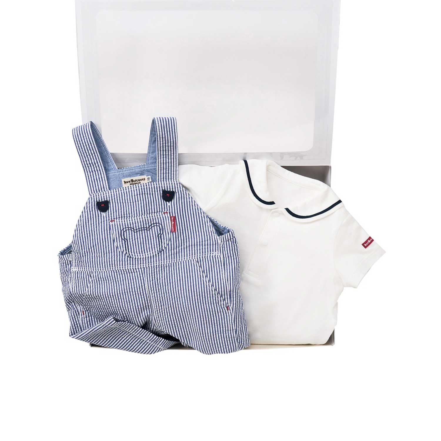 

HOUSE Hot Overall Sailor Set Gift Set Boys Girls Baby Clothing Baby Gift Baby Gift Blue 70cm [MIKI Biscuits] & T-Shirt Childrens [BOX Included] синий
