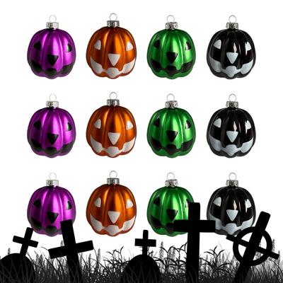 12 Pieces 5CM Halloween Tree Pumpkin Ornament Colorful Pumpkin Balls Decorations Fall Festival Decor Small Tree Pendant