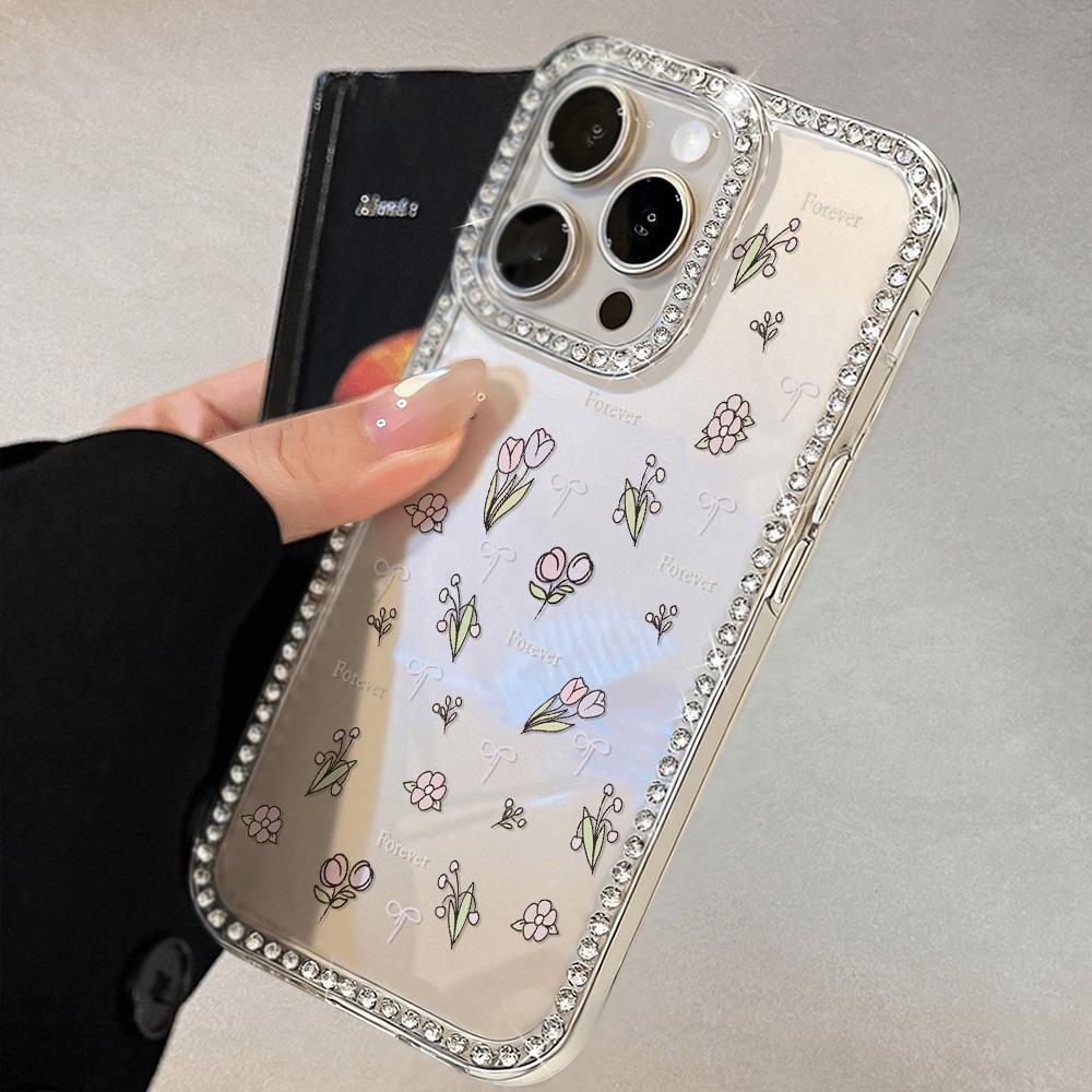 Bracelet Chain Phone Case For iPhone 17 16 15 13 14 for 17Air 17 12 14 16 Pro 17 14 16 Pro Max Sparking Diamond Cute Pattern Hard Cover With Lanyard