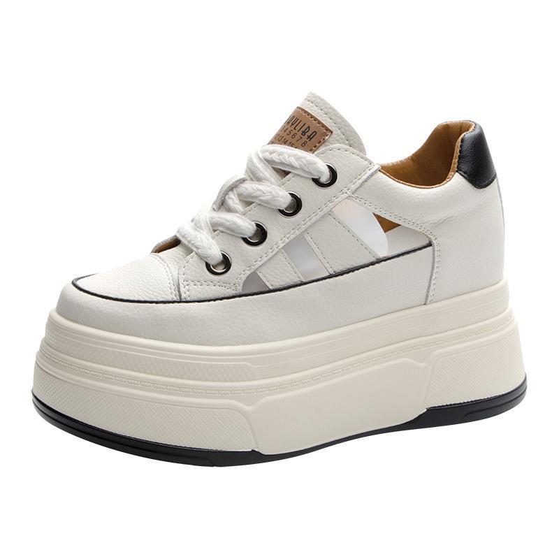 Fashion Summer new hollowed out interior height increasing casual sandals for women with sloping heels simple comfortable women's shoes