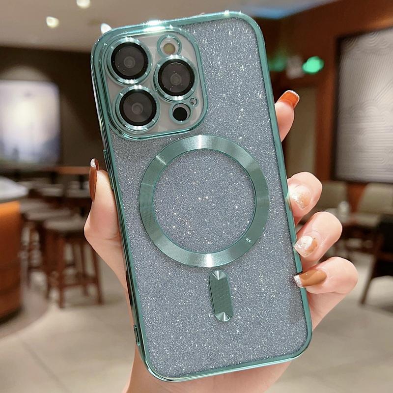 Clear Glitter Magnetic Case For iPhone 15 14 Plus 13 Pro Max 12 11 Støtsikkert Luksus Candy Color Shell Cover