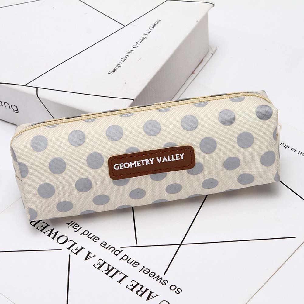 School Supplies Geometry Grid Stationery Bag Pencil Pouch Canvas Pencil Case Pen Case Pen Holder