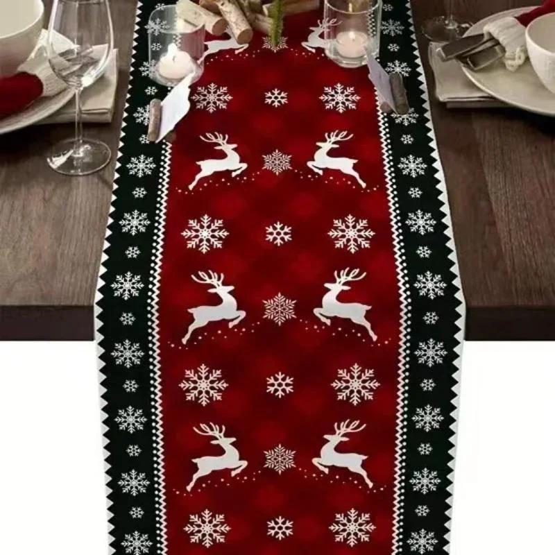 2023 Christmas Table Runner Cloth Merry Christmas Decoration for Home Tablecloth Xmas Cristmas Ornament Navidad New Year 2024