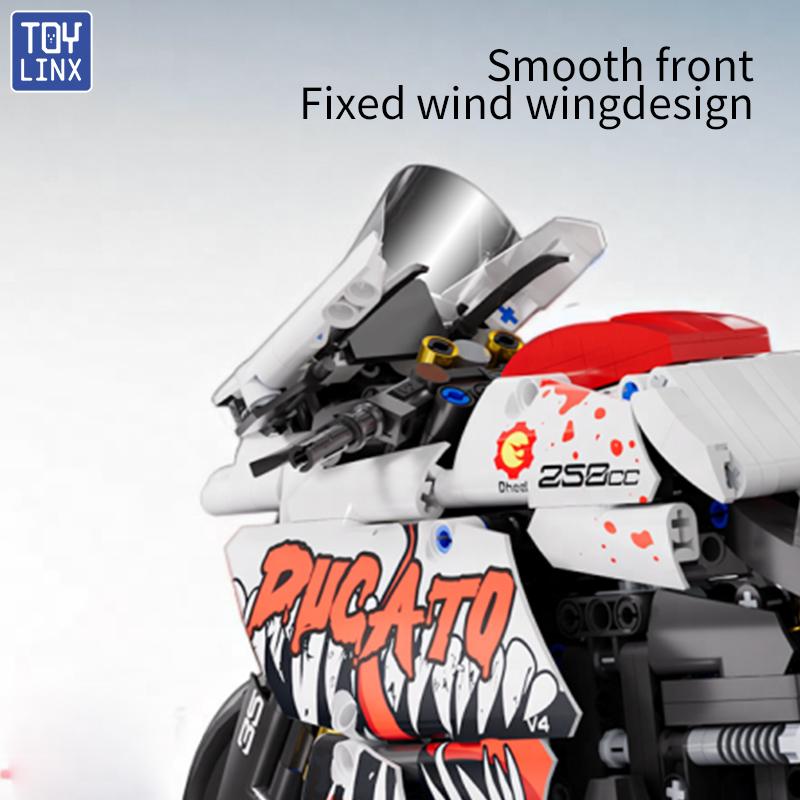 883PCS Technical Classic 1:10 Motorbike Building Model Blocks Moto Road Racer Bricks Christmas Gifts Toy For Children Adults