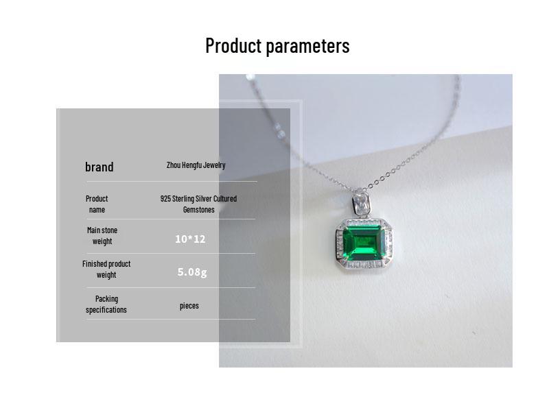 Green Garnet Square Necklace - 925 Sterling Silver, Light Luxury Pendant for Women