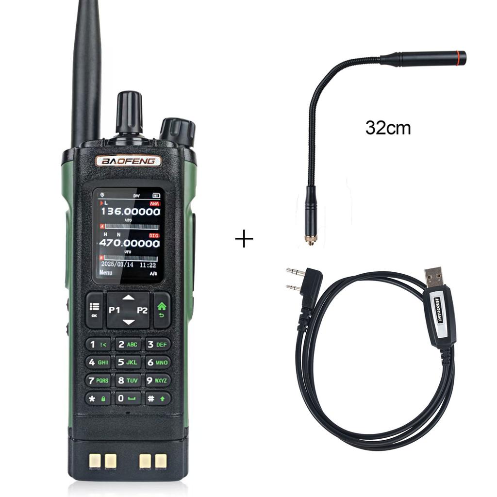 Baofeng DM-32 GPS DMR DIgital APRS Walkie Talkie AES256 Encryption 8W Air Band FM 2M 70CM GMRS Dual Band Radio DM-32UV