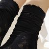 Women's Ruffle Socks Casual Mesh Lace Crew Socks Summer Ultra Thin Frilly Ankle Socks Soft Breathable Knit Socks