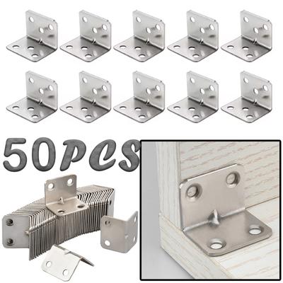 50/10PCS L-Shaped Universal Corner Bracket 90 Degree Right Angle Fixed Wood Furniture Bedframe Cabinet Home Hardware Accessories