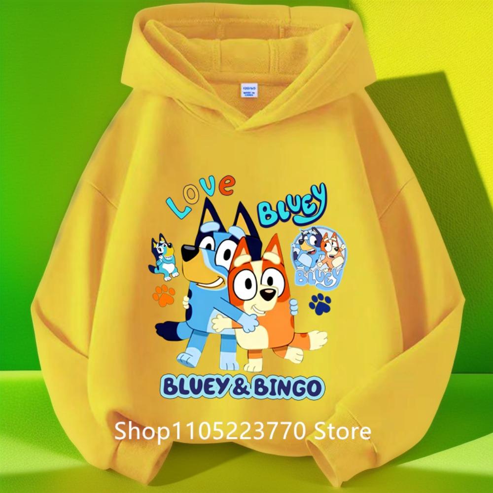 Kids Bluey Hooded Sweatshirt Fall Winter Warm Soft Pullover Comfortable Playwear for Boys Girls