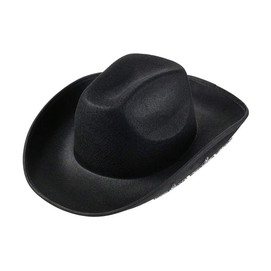 Pink Felt Cowboy Hat With Rhinestone Trim For Women Summer Wide Brim Western Fedora