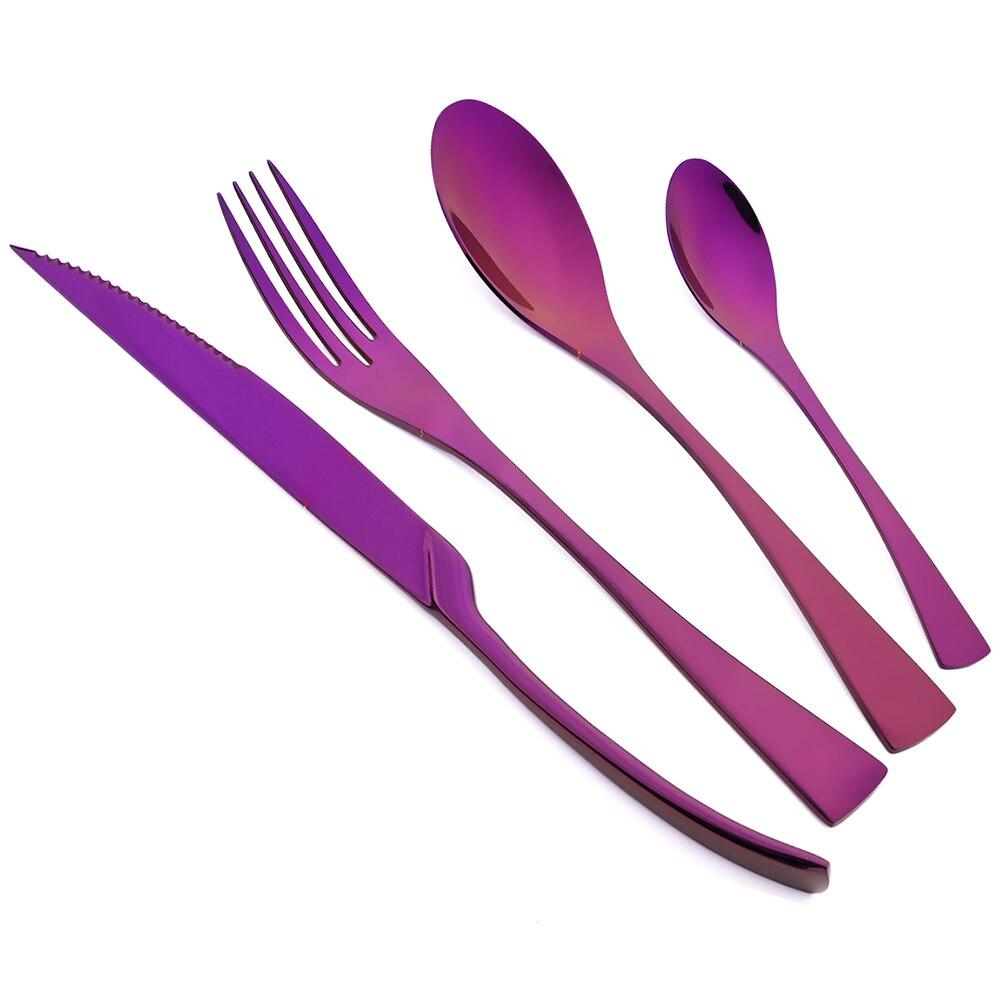 24Pcs Gold Dinnerware Set Shiny Stainless Steel Cutlery Set Steak Knife Fork Coffee Spoon Tableware Set Western Kitchen Flatware