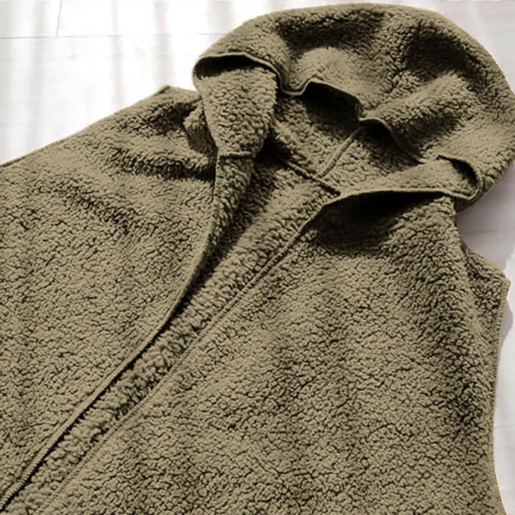 Dámská móda Jednobarevná s kapucí Bez rukávů Plyšová vesta Kardigan Bunda s kapsami