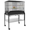 PawHut Parrot Cage On Wheels with Shelf and Trays, Black