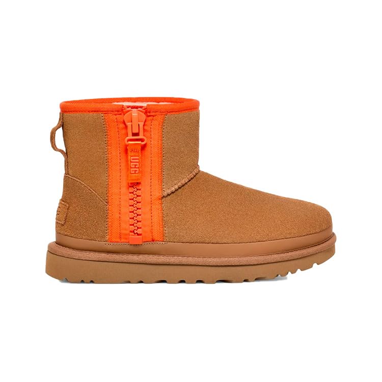 Boots CLASSIC MINI ZIPPER TAPE LOGO Classic Mini Zipper Tape Logo Suede [UGG] Women's (CHESTNUT, 22.0 Cm) [Used]