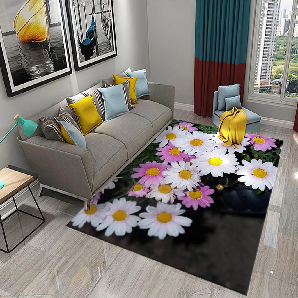 Little Daisy Flower Carpet Butterfly Flower Carpet Bathroom Anti-slip Rugs Living Room Bedroom Entrance Home Decor Mat Carpet