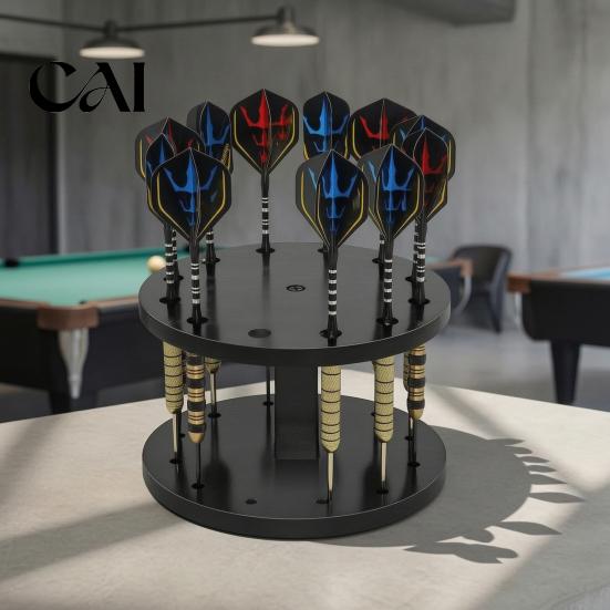 Dart Storage Shelf Acrylic Holder Stand, 12 Slots Holder, Round Compact Desktop Box Tabletop Display Rack, Space Saving Rack for Game Room
