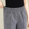 Summer High Waist Straight Pants for Women Plus Size Classic Elastic Waist Cotton Linen Trousers