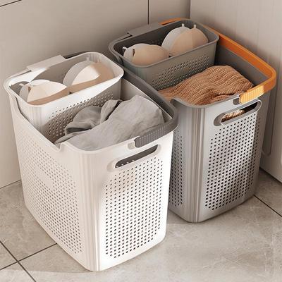 Grand Panier à Linge Portable - Bac de Rangement en Plastique Respirant pour Vêtements Sales dans la Salle de Bain ou le Dortoir